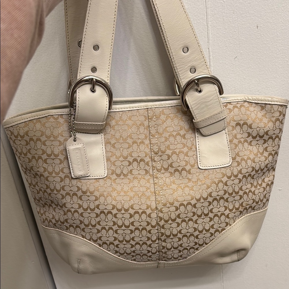 Vintage Coach Beige Signature Tote Bag